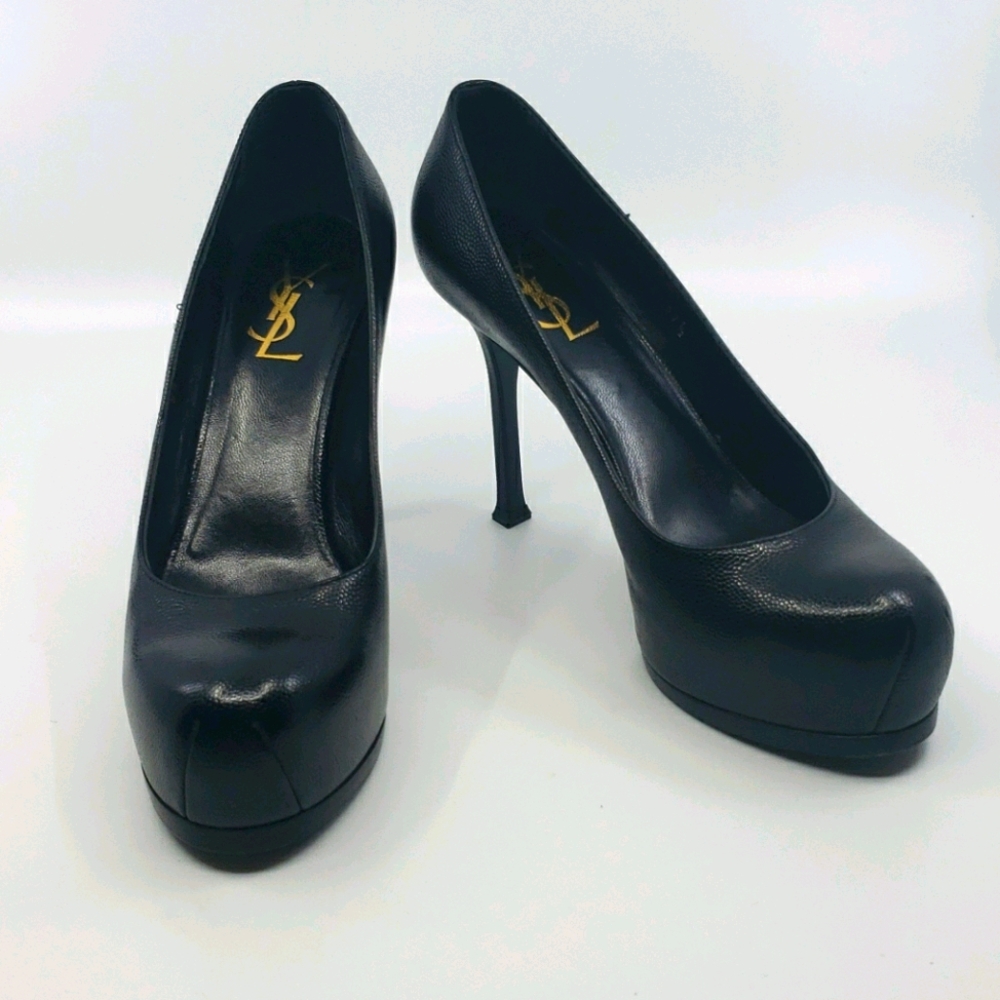 YSL Tribute Tribtoo Black leather platform pumps
